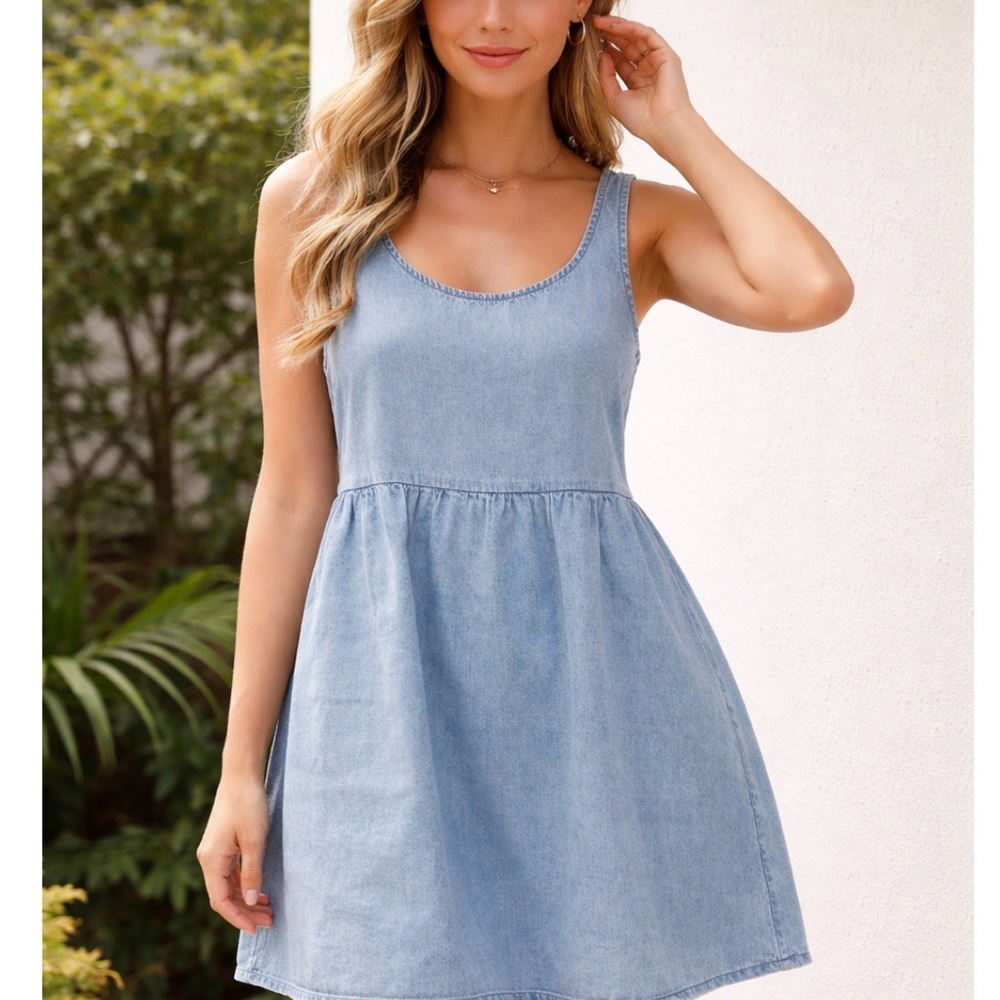American Eagle Outfitters Light Blue Denim Mini Dress